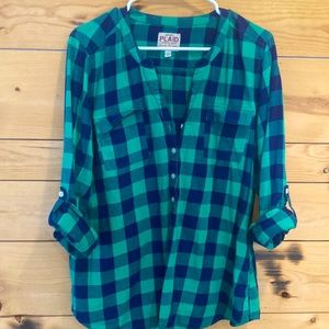 Flannel tunic pullover shirt